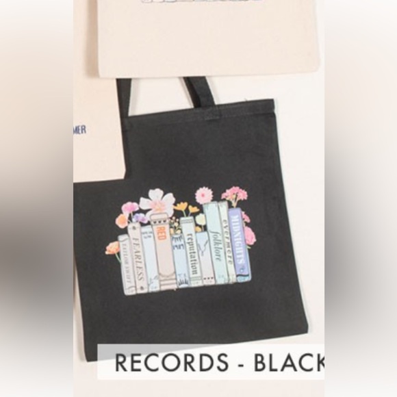 COPY - Taylor Swift canvas tote bag over the shoulder floral album name book de… - Picture 2 of 7